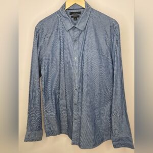 Marc Anthony Men's Slim Fit Blue Textured Collared Button Front Shirt Size Large